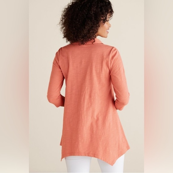 Soft Surroundings Coral Danielle Button Top Size Medium - Picture 3 of 16